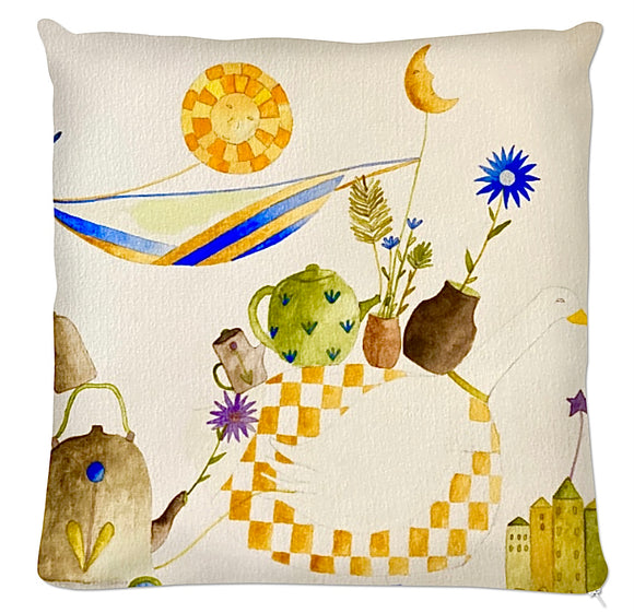 Coussin.Collection Rieplume la petite oie. Illustrations Etolessence.